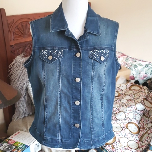 Alia blue denim Vest 8 EUC - Picture 1 of 7
